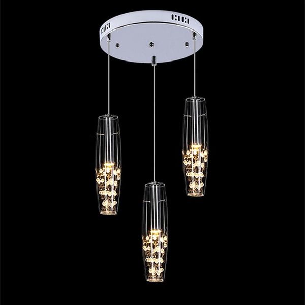 

pendant lamps modern minimalist led dining room lights three head crystal glass lamp single creative foyer living