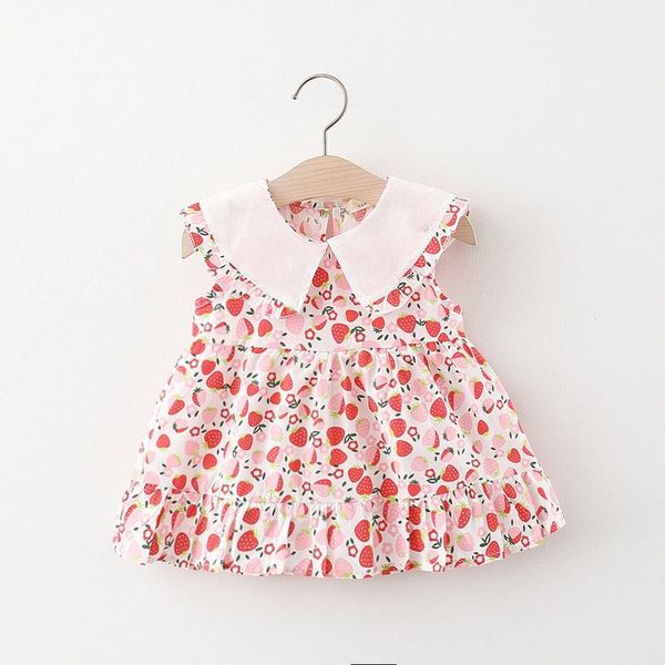 

kids girls dress lapel print summer girl's dresses, Red;yellow