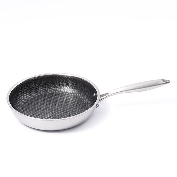 

high-end gift 304 stainless steel three-layer composite thick smokeless non-stick frying pan household steak pans