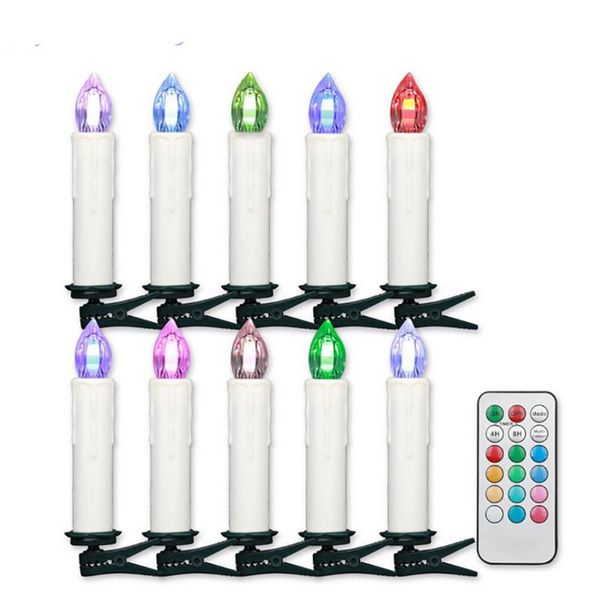 

candles 10pcs led flameless taper with remote control and removable clips ,flickering 4 inches birthday for wedding