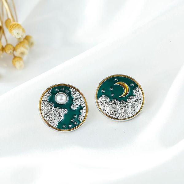 

pins, brooches xialuoke fashion geometry round moon pearl for women retro collar pin brooch jewelry accessories br056, Gray