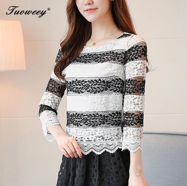 

female long-sleeved clothes hollow lace shirt 2021 spring fall slim blouse fashion office lady bottoming women's blouses & shirts, White