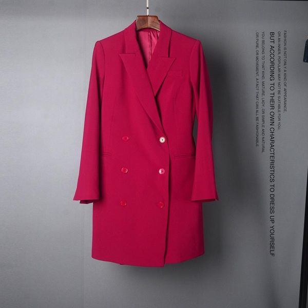 

women's trench coats 2021 fall winter coat women fashion turn down collar double breasted ol style office lady long outwear, Tan;black