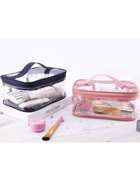 

clear travel toiletry makeup bag zipper waterproof transparent organizer cosmetics pouch cosmetic bags & cases