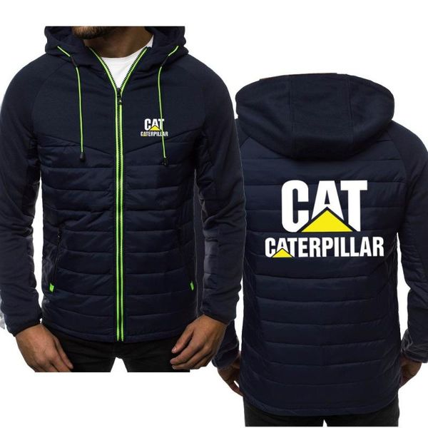

men's hoodies & sweatshirts fashion cat logo hoody spliced jacket men spring autumn casual coat hooded fleece sport zipper streetwear, Black