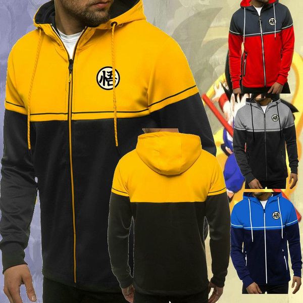 

men's hoodies & sweatshirts spring autumn anime print men sweatshirt cotton zipper hoodie fashion jacket pullover man clothing, Black