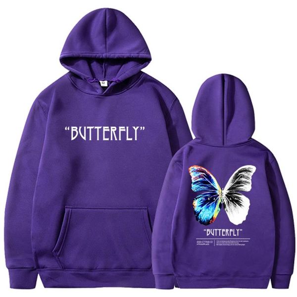 

men's hoodies & sweatshirts 2021 hip hop sweatshirt hoodie color butterfly print streetwear y2k harajuku pullover spring autumn bombe, Black
