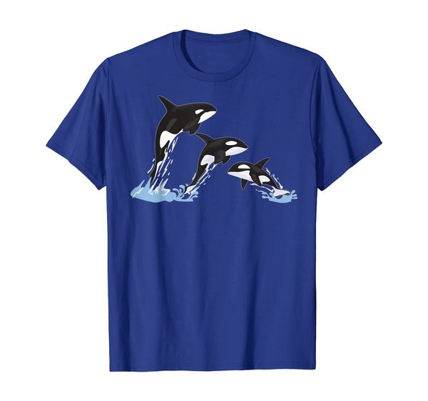 

jumping orca killer whales t-shirt, White;black