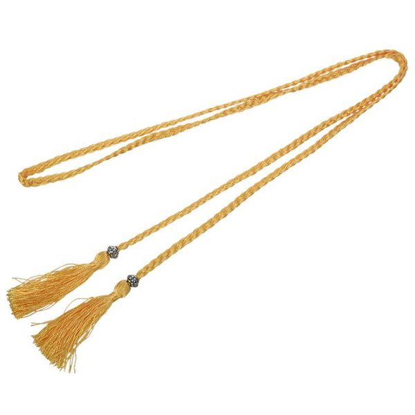 

belts woven tassel belt knot decorated waist chain rope gold, Black;brown