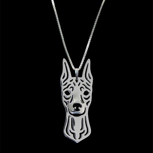 

pendant necklaces fashion jewelry miniature pinscher dog shaped women metal drop, Silver