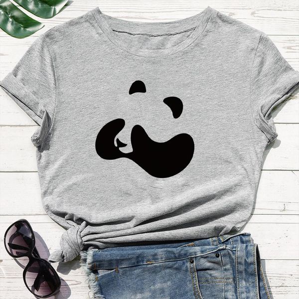 

men funny panda covers his t shirts eyes cute printing modern style loose round neck plus size, White;black