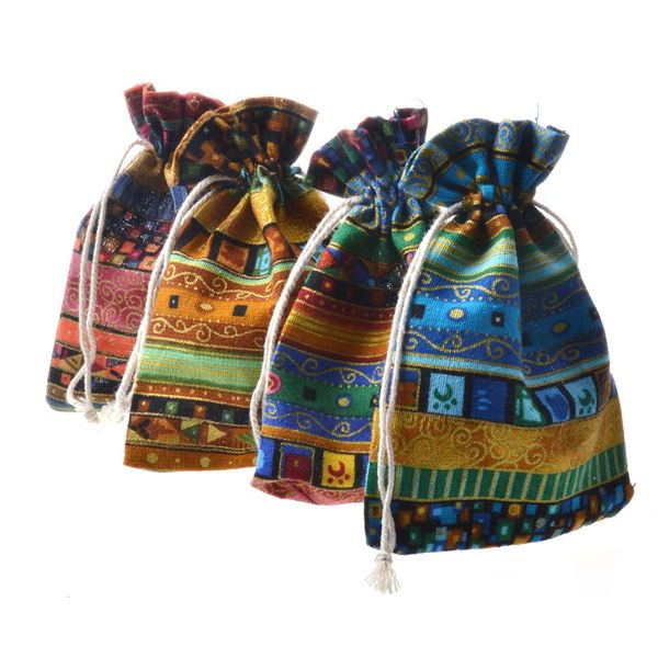 Sacos de cordão exóticos perfeitos sacos do presente do casamento do Natal Bolsa de jóias Bolsa de pano de pano de tecido Embalagem com saco de armazenamento de cordão