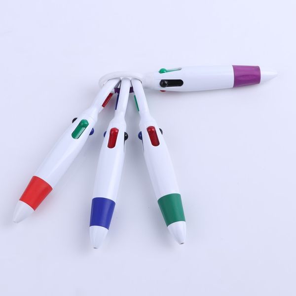 Novità 4 Core Color Refill Moschettone Gancio Penna a sfera Mini Sport Fibbia Portachiavi Neon portatile Inchiostro colorato Multifunzione Regali per bambini con impugnatura in gomma morbida Scuola