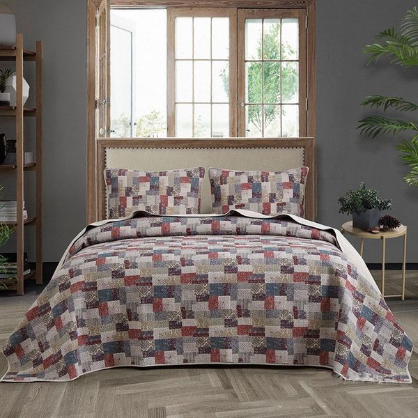 

comforters & sets vintage print bedspreads quilt set 3pcs cotton quilts for bed quilted bedding summer blanket covers king queen size coverl