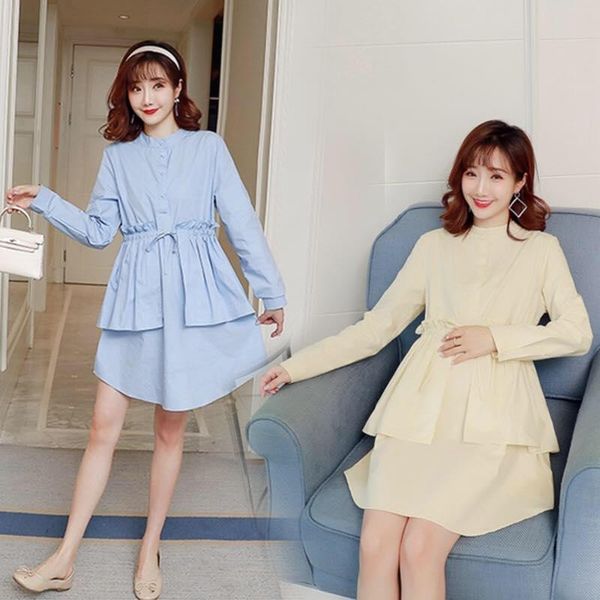 

maternity dresses 2021# dress spring autumn long sleeve easy matching loose stylish a line for pregnant women mom, White