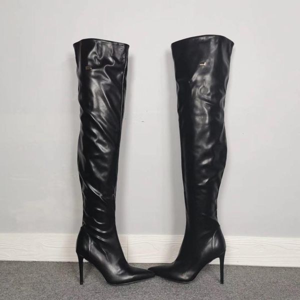 

boots olomm women winter high thigh put stiletto boots high-priced charm pointed black toe casual female shoes and 5-15 size 5imy