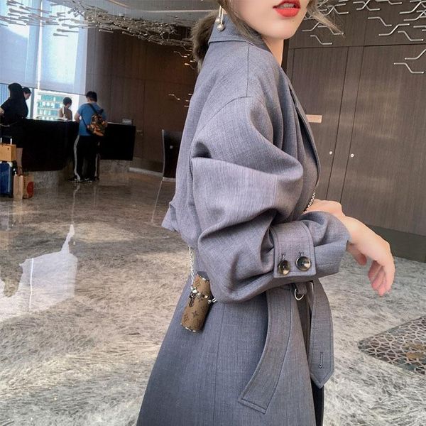 

women's trench coats temperament accept waist british wind dust coat whom long thickening over-the-knee leisure of cultivate morality, Tan;black