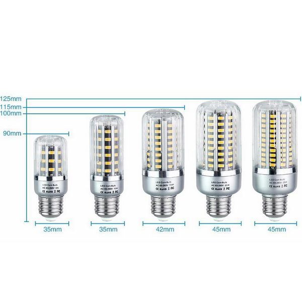 

bulbs e14 e27 led diode lamp 85-265v 5w 10w 15w 20w 25w high lumen no flicker smd 5736 ampoule corn bulb