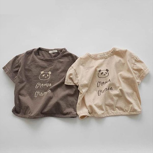 

summer baby boy short sleeve tee toddler panda cotton cartoon children t shirts girls clothing kids, Blue
