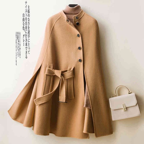 

women's wool & blends the fashion autumn winter mid-long jacket coats thick warm ladies 100% merino women overcoat long sleeve b0fk, Black