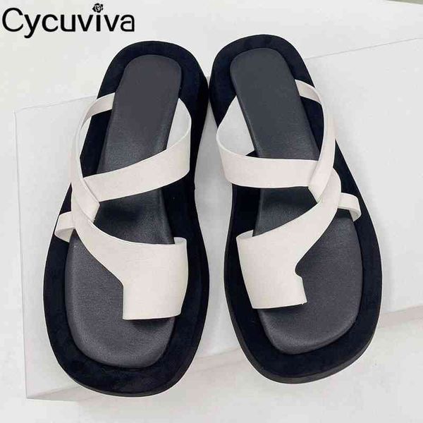 

75% off factory outlet sale flip flops flat slippers summer platform leather slides thick sole mules casual beach shoes woman designer sanda, Black