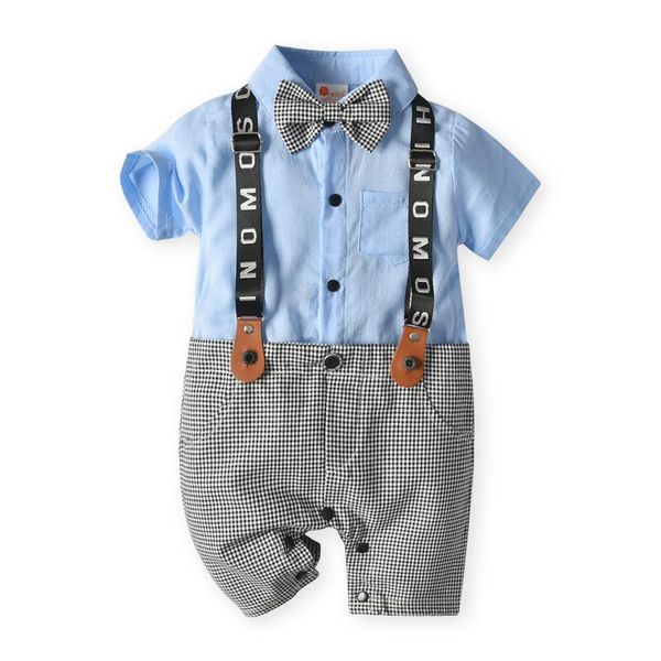 

summer boys overalls born baby rompers cotton short-sleeves jumpsuit patchwork costume infant children clothes jumpsuits, Blue
