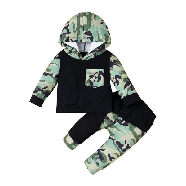 

clothing sets spring autumn baby boy toddler boys clothes letter casual sports hoodie t shirt + camouflage pants outfits set, White