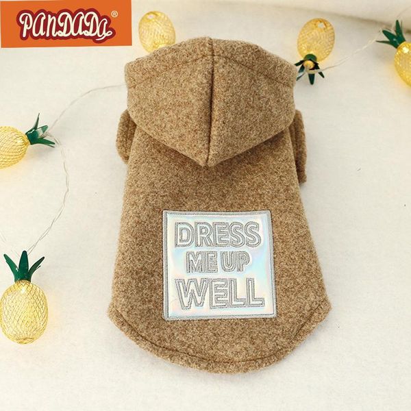 

dog apparel pet coat autumn winter warm woolen puppy hooded snap button jacket for small medium dogs s-l