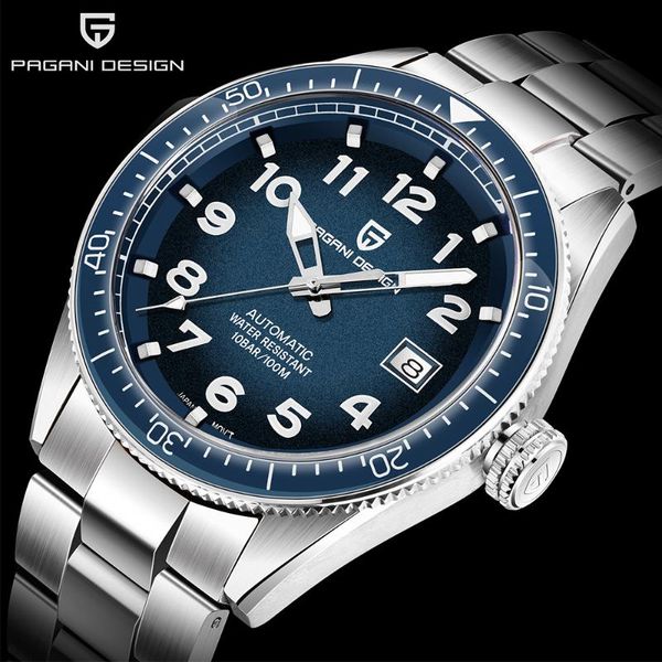 

wristwatches pagani design luxury sport mechanical brand men automatic watches stainless steel waterproof watch for, Slivery;brown