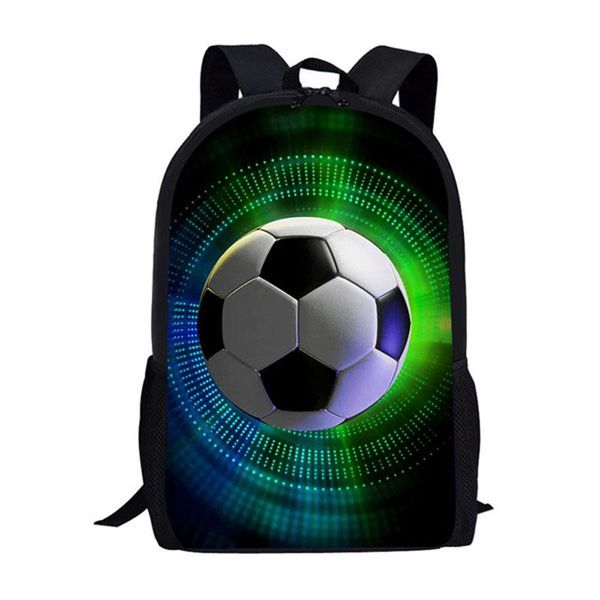 

kids school bags football/soccer 3d printed book bag men 16 inch backpack for teen boys kindergarten bagpack children mochila
