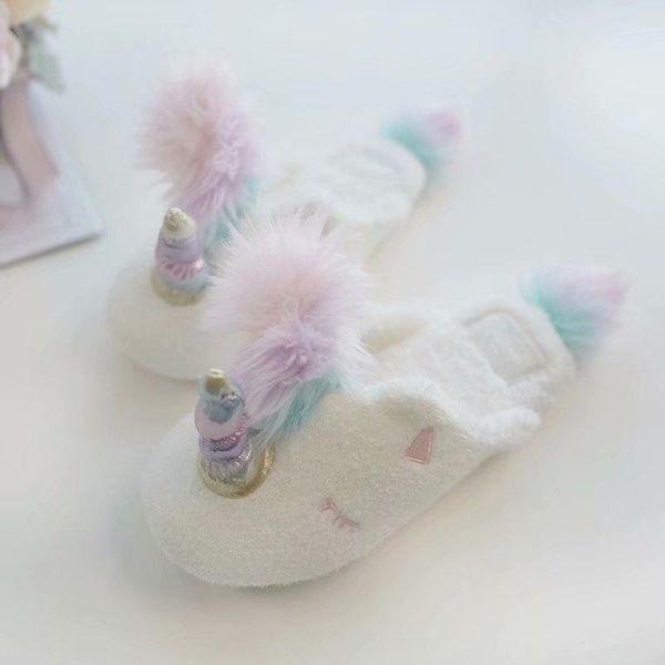 

style lovely cotton slippers women's indoor plush shoes floor girl, Black