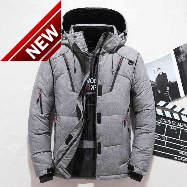 

down duck men's thick white hooded warm jacket coat casual winter parka, Black