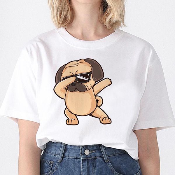 

women's t-shirt dancing dogs summer street clothing women fashion soft casual white t shirts funny printed tshirt