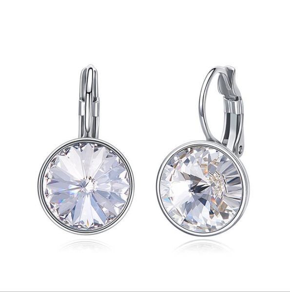 

stud earrings 18k platinum plated women angel round genuine austrian crystal fashion stylish/elegant earring jewelry, Golden;silver