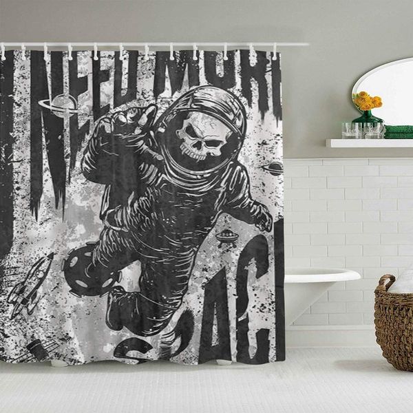 

shower curtain outer space astronaut suit skull tropical waterproof bath liners hooks included -bathroom decorative ideas