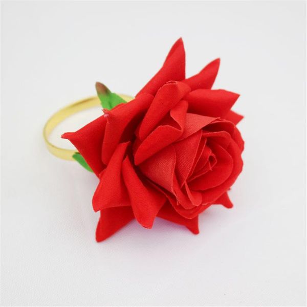 

napkin rings valentine's day simulation red rose flower ring table decoration for wedding engagement reception party accessories