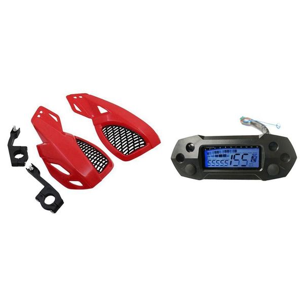 

set motorcycle hand guard handguard & 1 pcs universal lcd speedometer handlebars