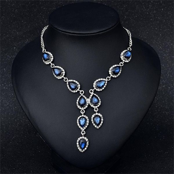 

pendant necklaces sparkling crystal water drop necklace fashion wedding valentine's day party gift rhinestone temperament personality j, Silver