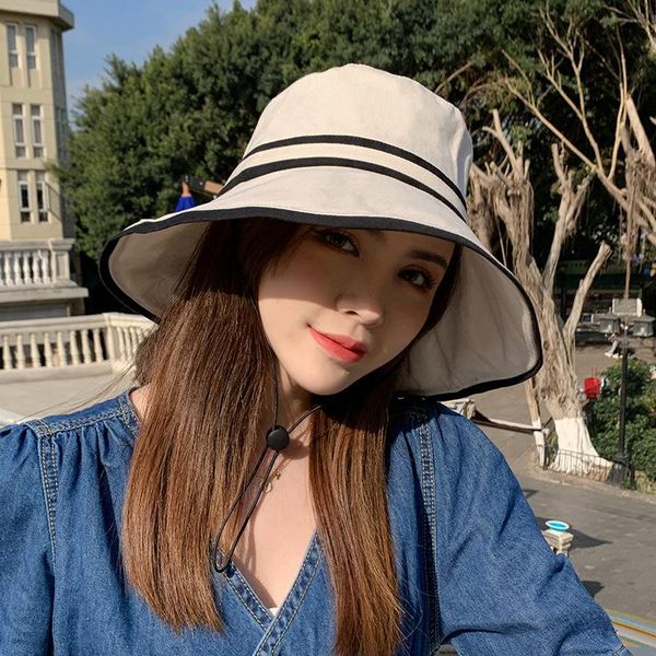

wide brim hats wide-brim sunscreen women's bucket hat fisherman uv protection spring summer big sunshade hat's beach cap's, Blue;gray