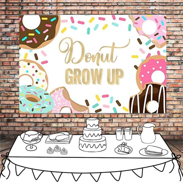 

party decoration sweet donut birthday poster grow up candy template dessert table backdrop curtain girl backgrounds