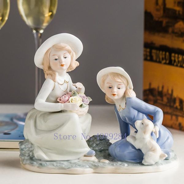 

decorative objects & figurines retro ceramics character sculpture girl handmade puppy home decoration accessories modern ornaments figures l