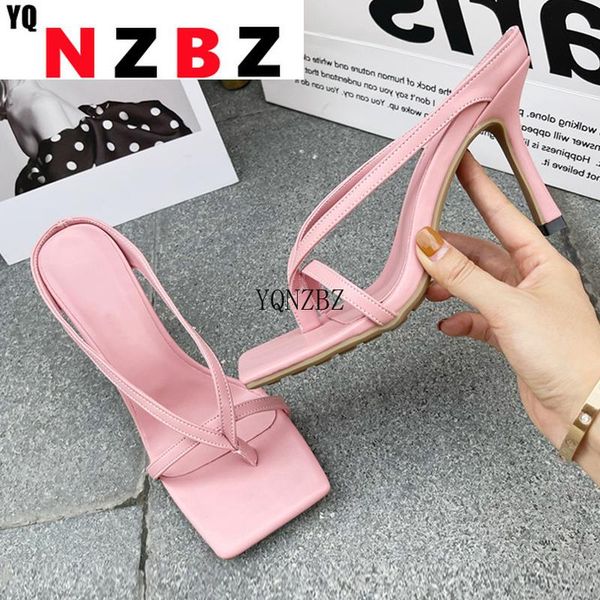 

slippers yqnzbz 2021 slipper high heels shoes fall street look females square head open toe clip-on strappy sandals women, Black