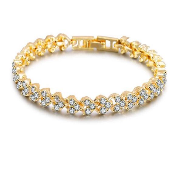 

charm bracelets rome crystal zircon heart bracelet beads tennis bangle 3 colors chain bride for women/men party jewelry gift, Golden;silver