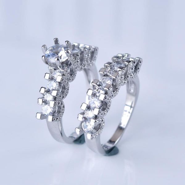 

wedding rings luxury charms round zirconia ring fine carving craft filigree set for women christmas gifts, Slivery;golden