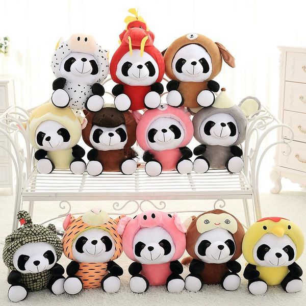 

dhl 12models kids toys cute panda plush toys new brand panda stuffed animals doll 20cm children birthday creative gifts kids toy