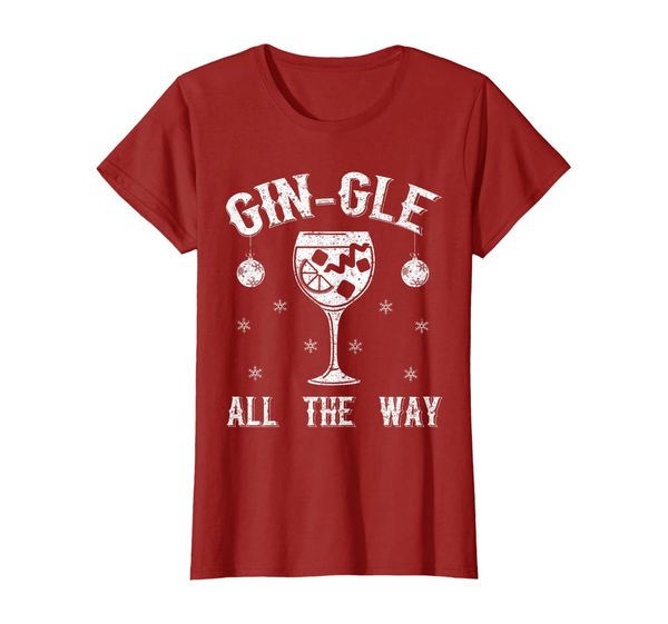 

womens gin-gle all the way shirt funny festive drinking tee, White;black