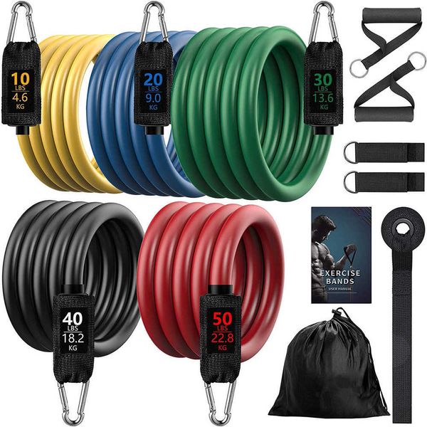 150lb / set fitness resistence tubo banda yoga palestra stretch pull corda esercizio formazione formazione porta ancora ancora con manico cinturino alla caviglia H1026