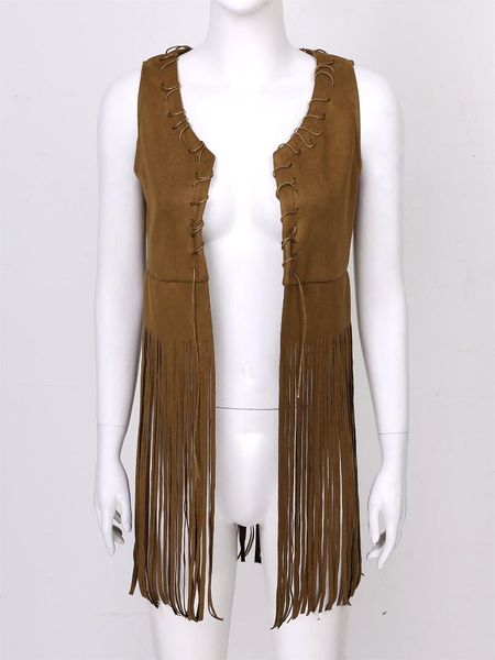 

women's vests women vintage faux suede fringed coat female casual fashion sleeveless tassel tank waistcoat outwear street club wear 78, Black;white