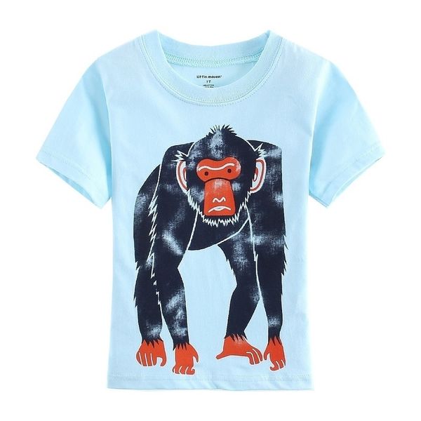 Apes Baby Boys T-shirt Blue Monkey Jersey Gorilla Moda Bambini T Shirt Abiti Estate 100% cotone Kids Tee shirt 1-6Year 210413