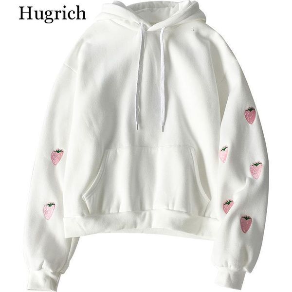 

women's hoodies & sweatshirts strawberry embroidery lavender pink sweatshirt autumn winter women kawaii loose long sleeves oversized, Black